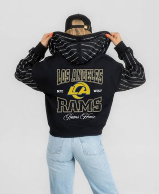 Women's Black Los Angeles Rams Eyes on the Prize Mid-Crop Full-Zip Hoodie