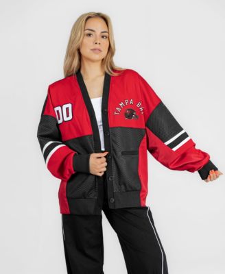 Women's Red Tampa Bay Buccaneers MVP Era Satin Button-Down Cardigan