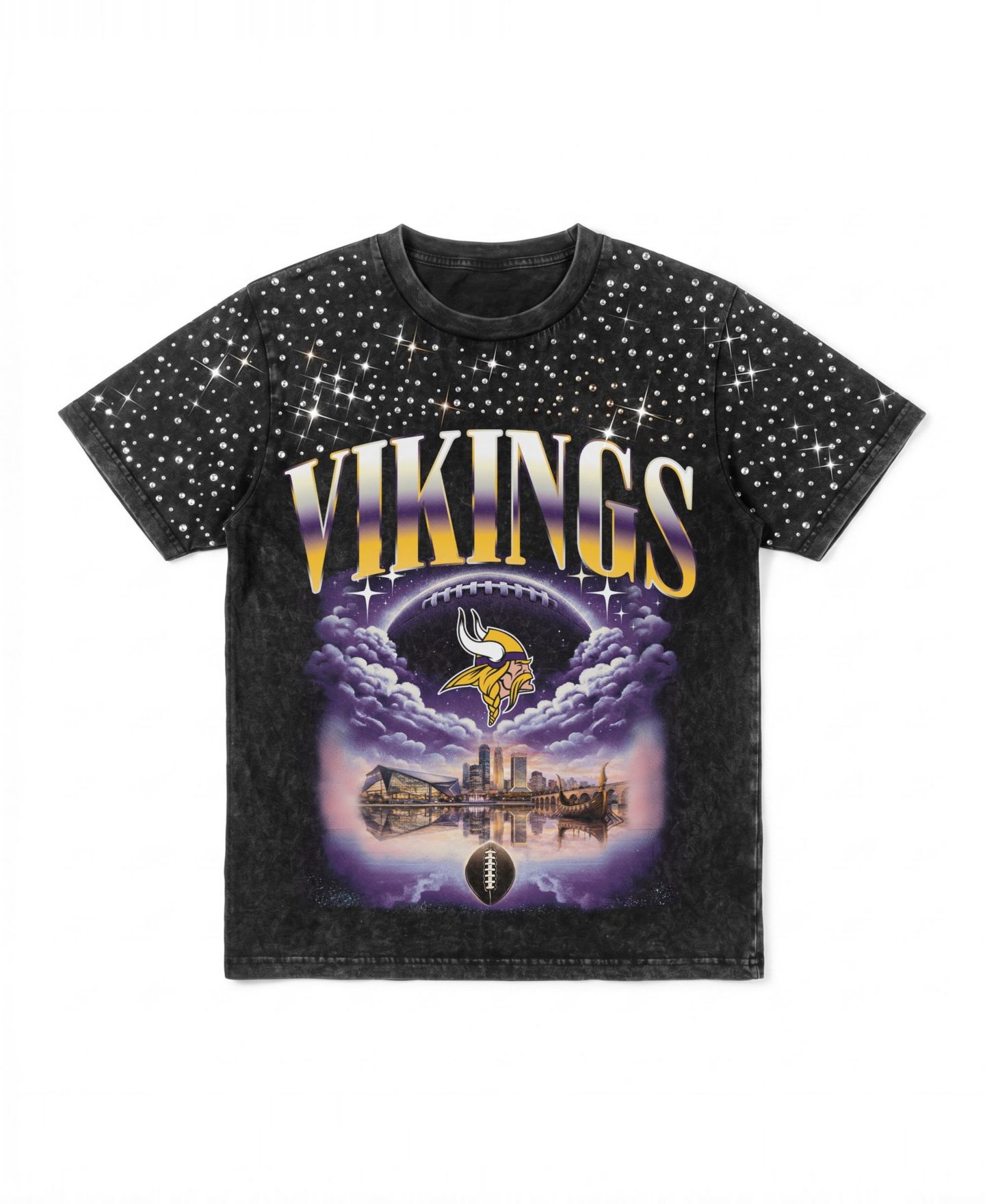 Женская футболка Gameday Couture Black Minnesota Vikings Sky's the Limit Washed Micro Rhinestone — фото 5