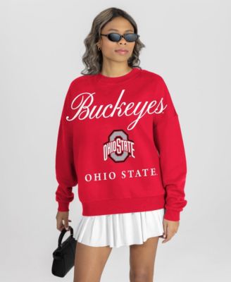 Women's Scarlet Ohio State Buckeyes Legacy Club Oversized Premium Fleece Sweatshirt