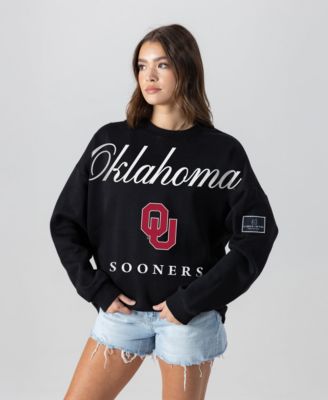 Women's Black Oklahoma Sooners Oversized Legacy Club Black Label Premium Fleece Sweatshirt
