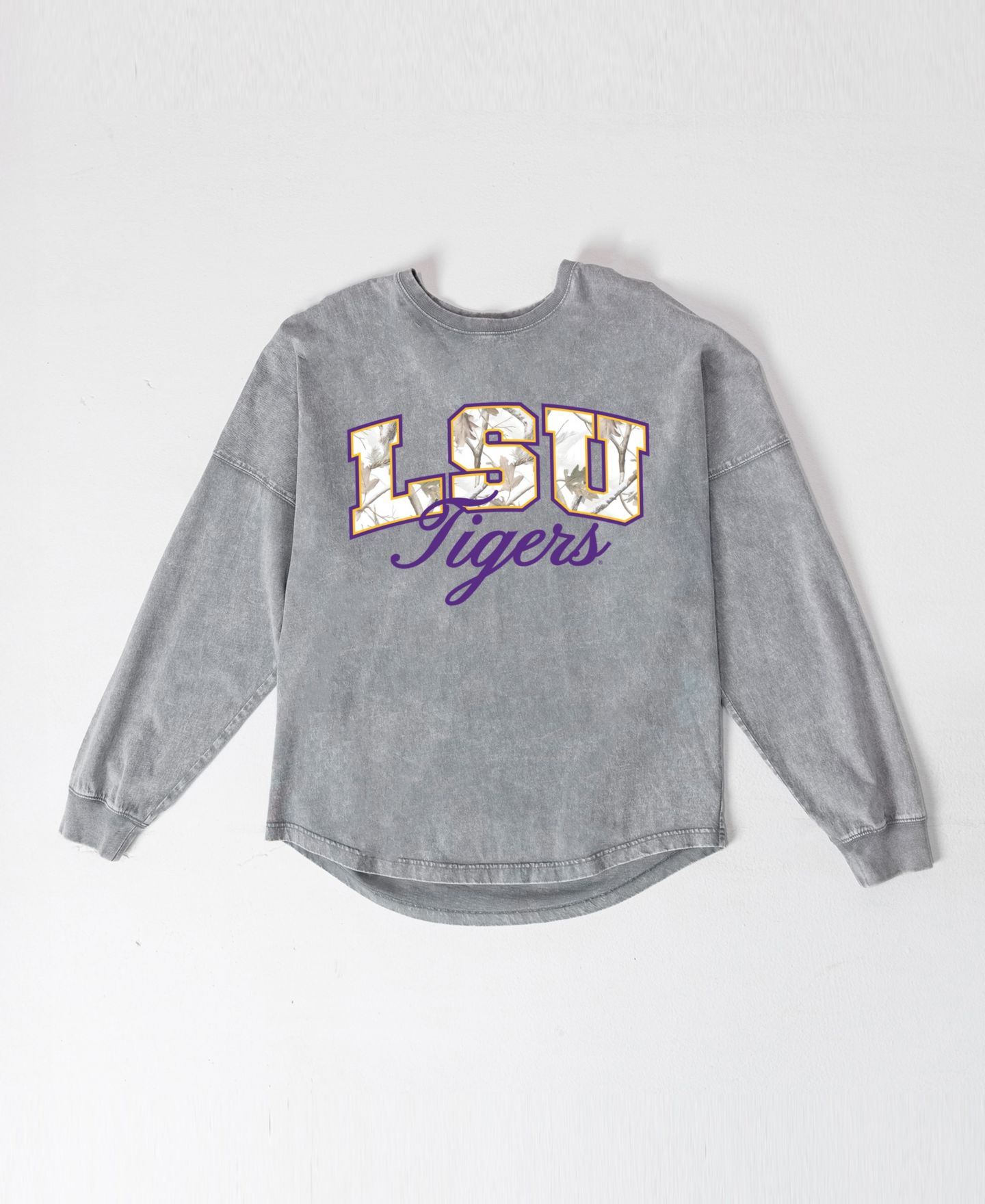 Женская футболка Gameday Couture Gray LSU Tigers Snow Wash Oversized Long-Sleeve — фото 5