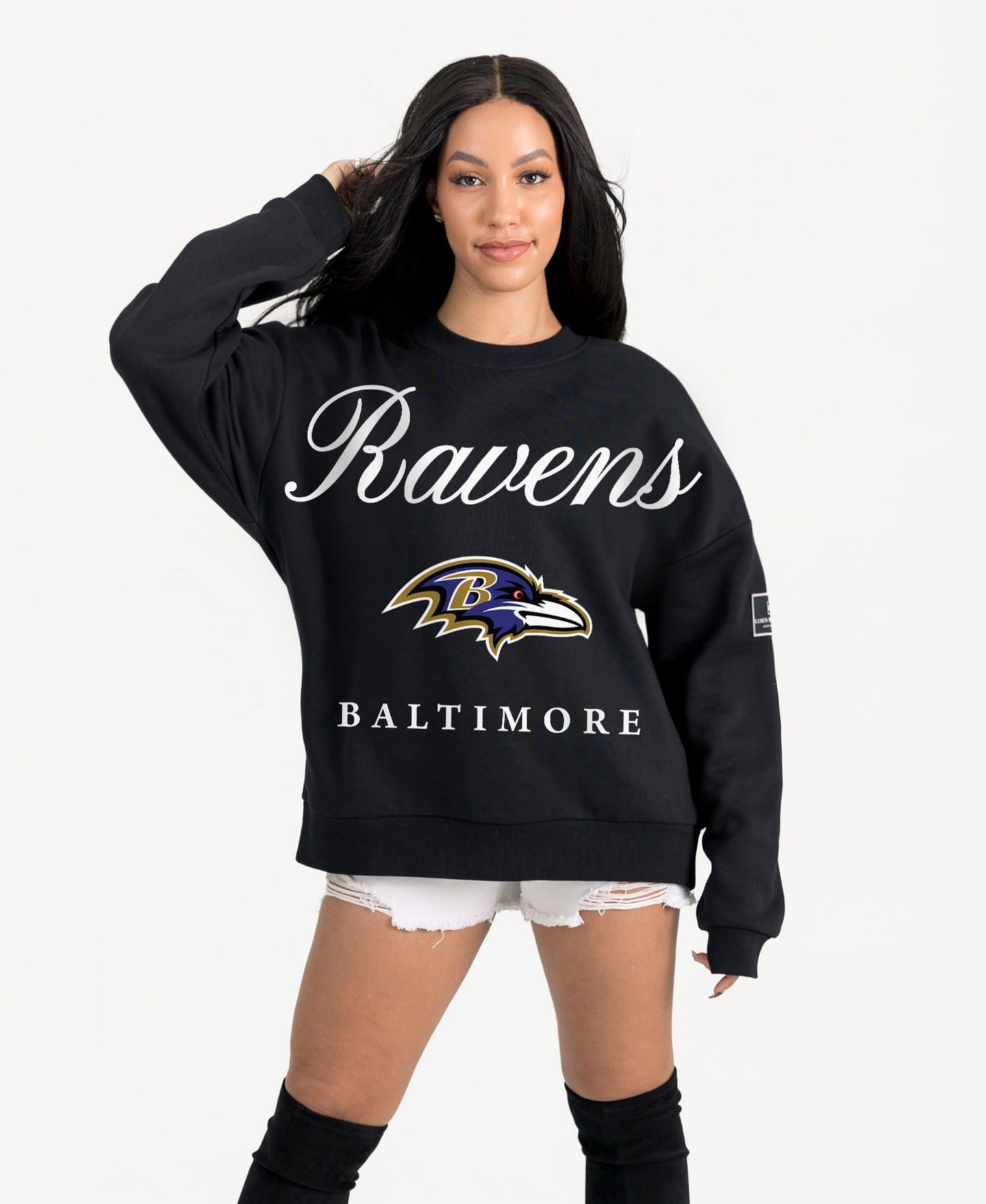 Женская толстовка Gameday Couture Black Baltimore Ravens Legacy Club Premium Fleece Drop Shoulder Oversized — фото 1