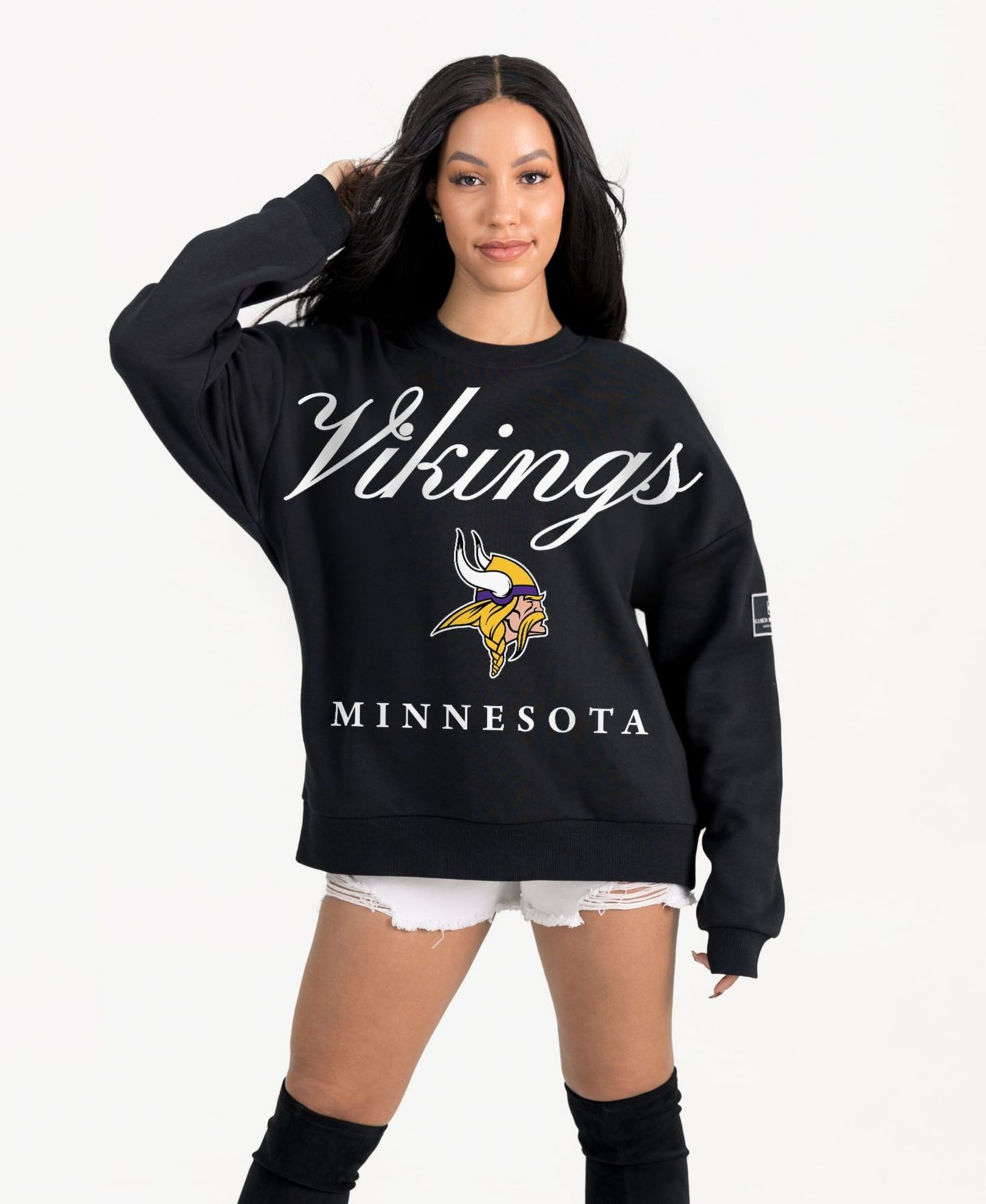 Женская толстовка Gameday Couture Black Minnesota Vikings Legacy Club Premium Fleece Drop Shoulder Oversized — фото 1