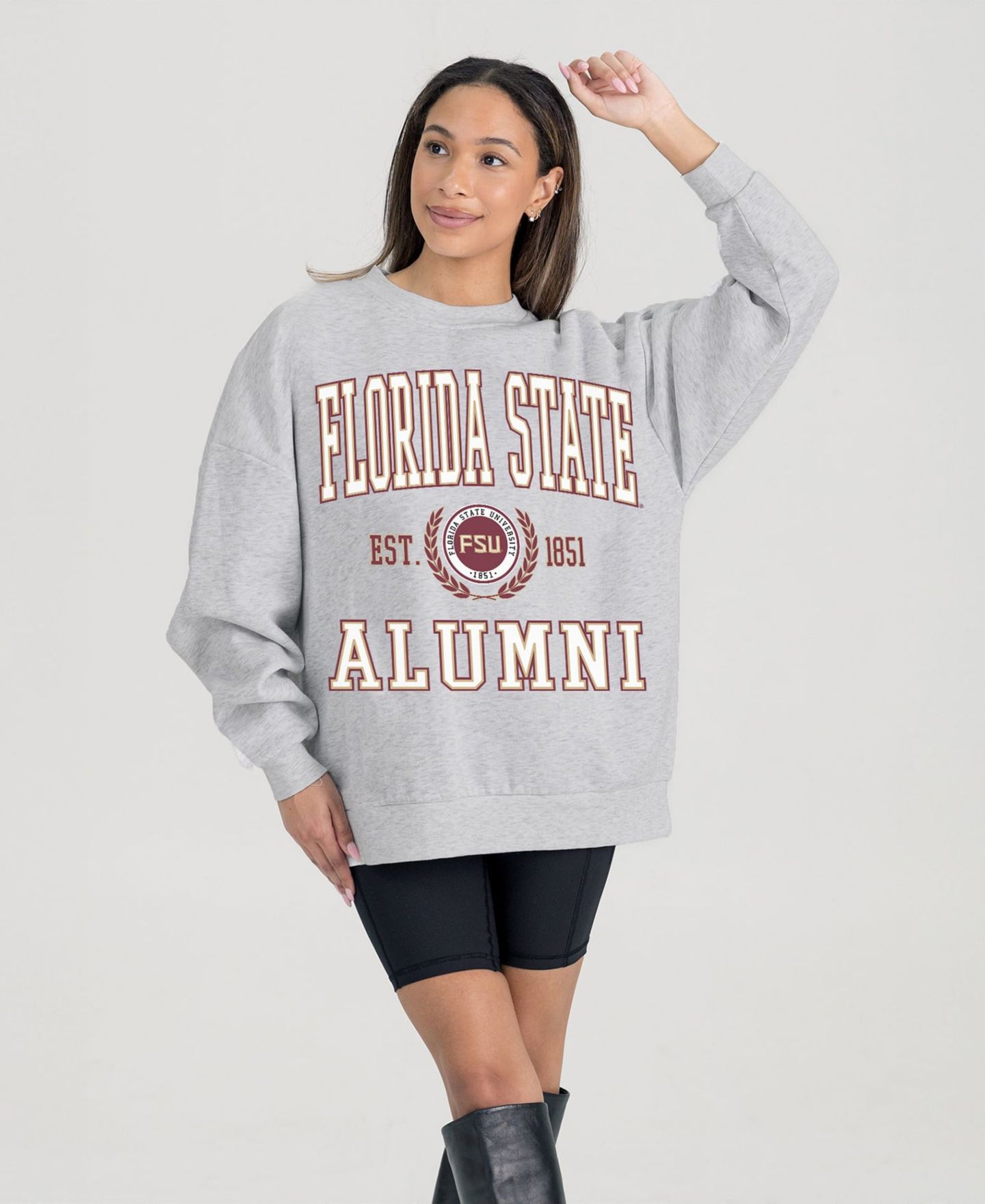 Женская толстовка Gameday Couture Ash Florida State Seminoles Degree Unlocked Oversized Premium Fleece — фото 1