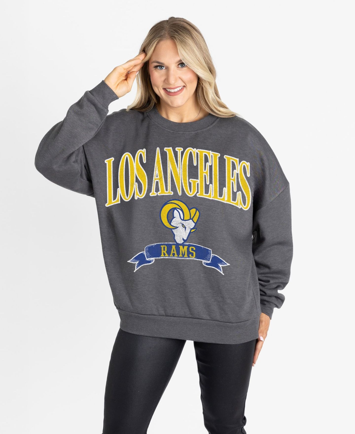 Женская толстовка Gameday Couture Charcoal Los Angeles Rams Oversized Seal The Deal Premium Fleece — фото 1