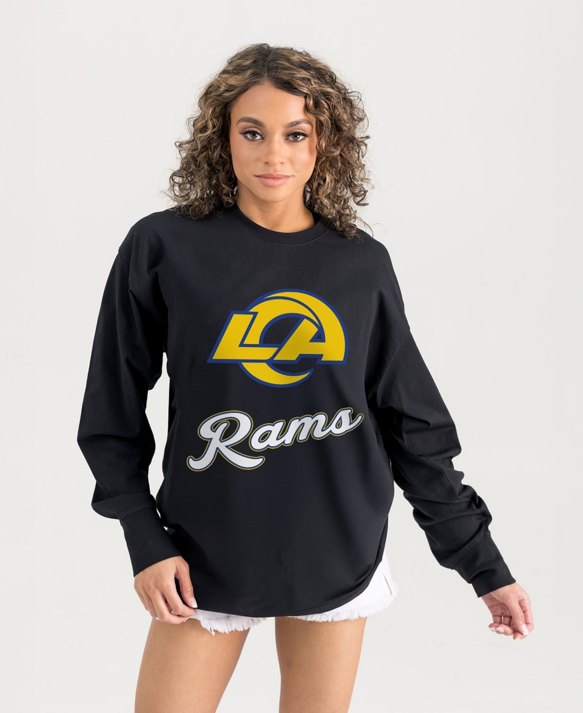 Gameday Couture Women's Black Los Angeles Rams Honor Roll Oversized Long-Sleeve T-Shirt - Black
