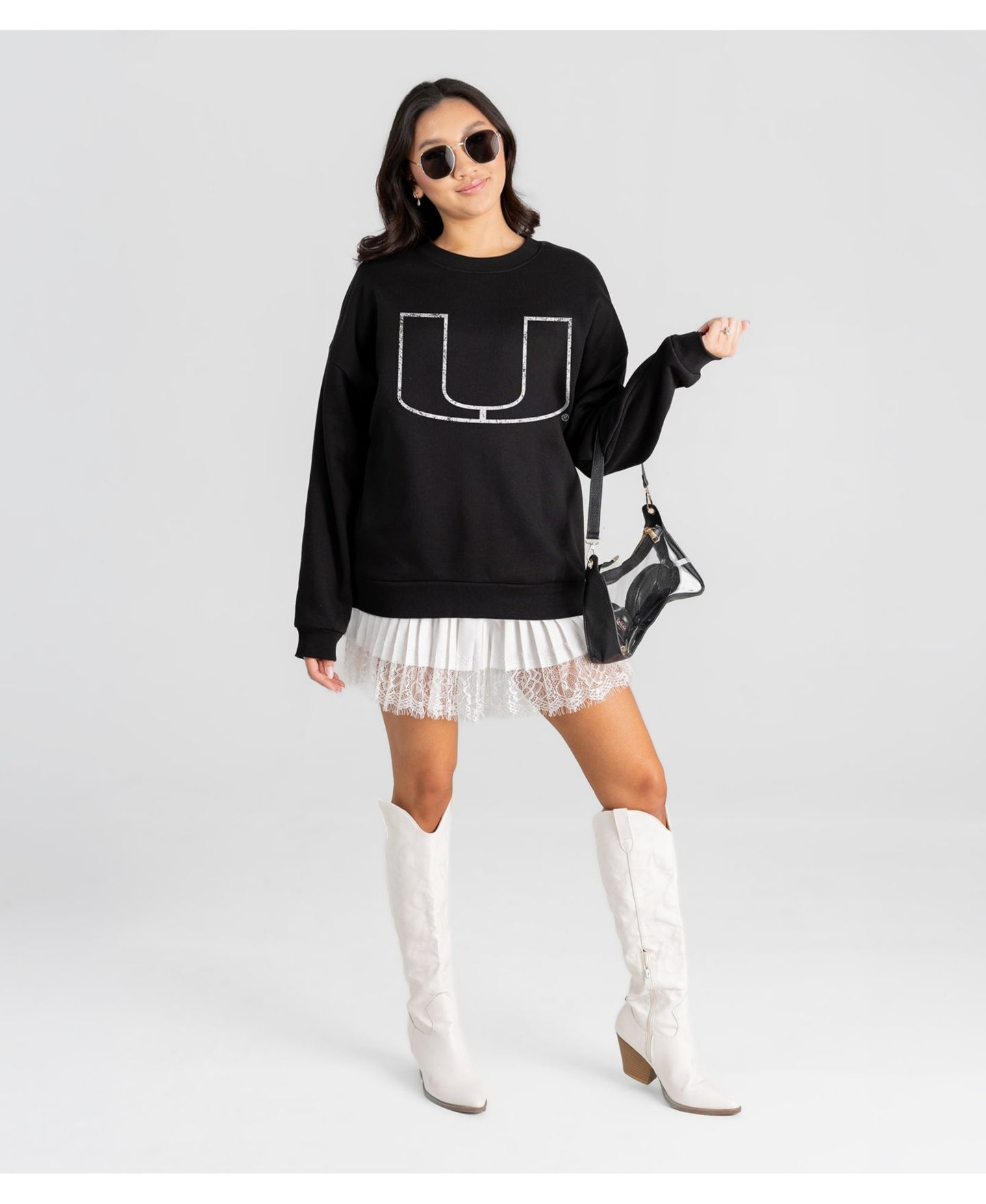 Женская толстовка Gameday Couture Black Miami Hurricanes Bold Move Black Label Premium Drop Shoulder — фото 4