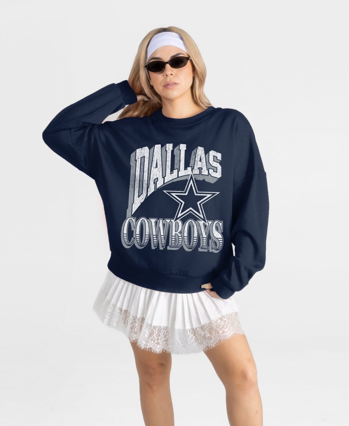 Женская толстовка Gameday Couture Navy Dallas Cowboys Main Character Oversized Premium Drop Shoulder — фото 4