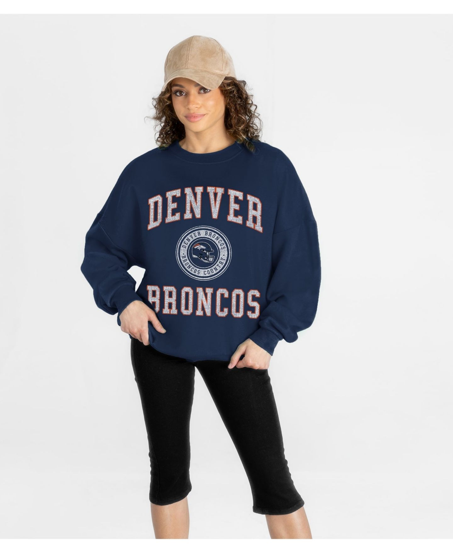 Женская толстовка Gameday Couture Navy Denver Broncos Prime Play Oversized Premium Drop Shoulder — фото 4