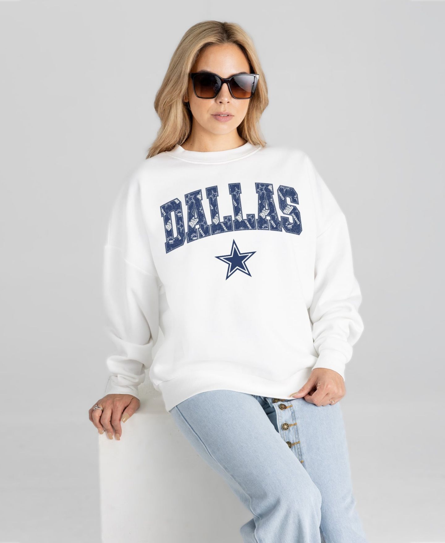 Женская толстовка Gameday Couture White Dallas Cowboys Sweet Play Oversized Premium Drop Shoulder — фото 4