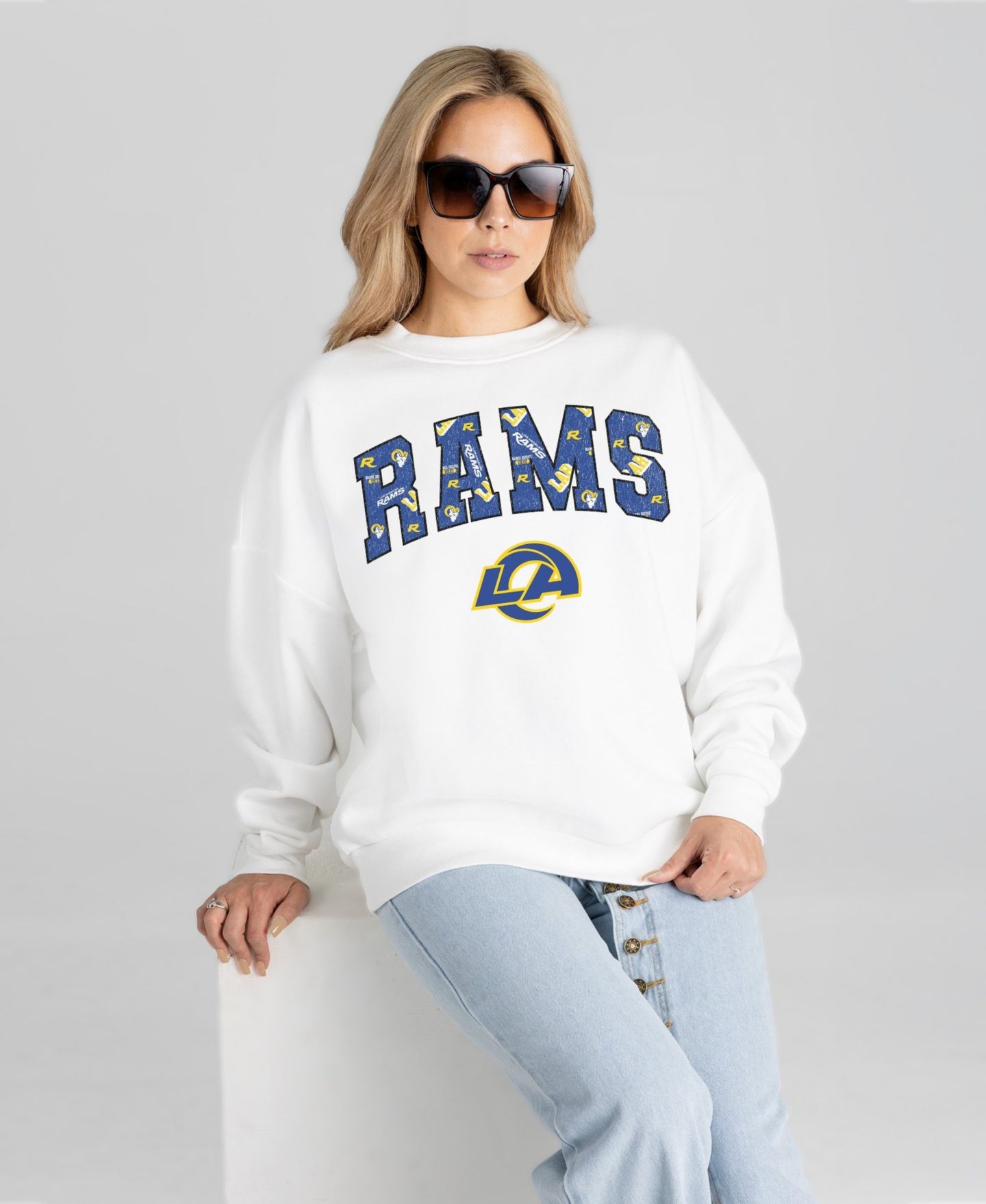 Женская толстовка Gameday Couture White Los Angeles Rams Sweet Play Oversized Premium Drop Shoulder — фото 4