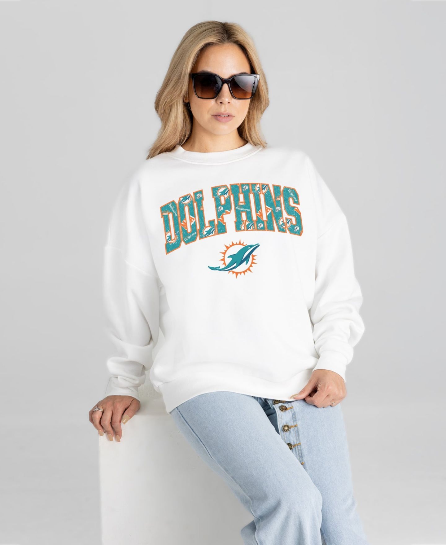 Женская толстовка Gameday Couture White Miami Dolphins Sweet Play Oversized Premium Drop Shoulder — фото 4