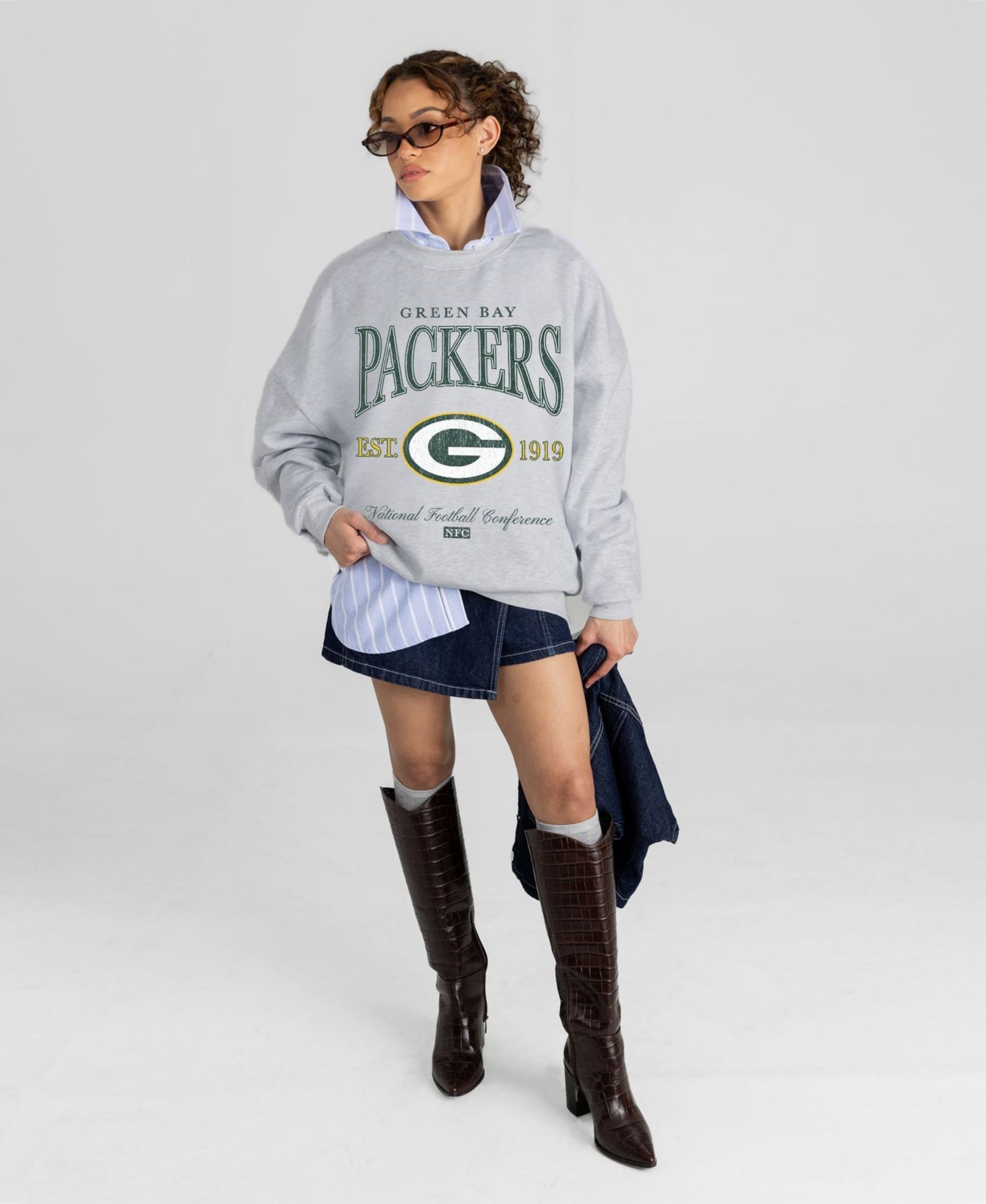 Женская толстовка Gameday Couture Ash Green Bay Packers Instant Classic Oversized Premium Drop Shoulder — фото 5