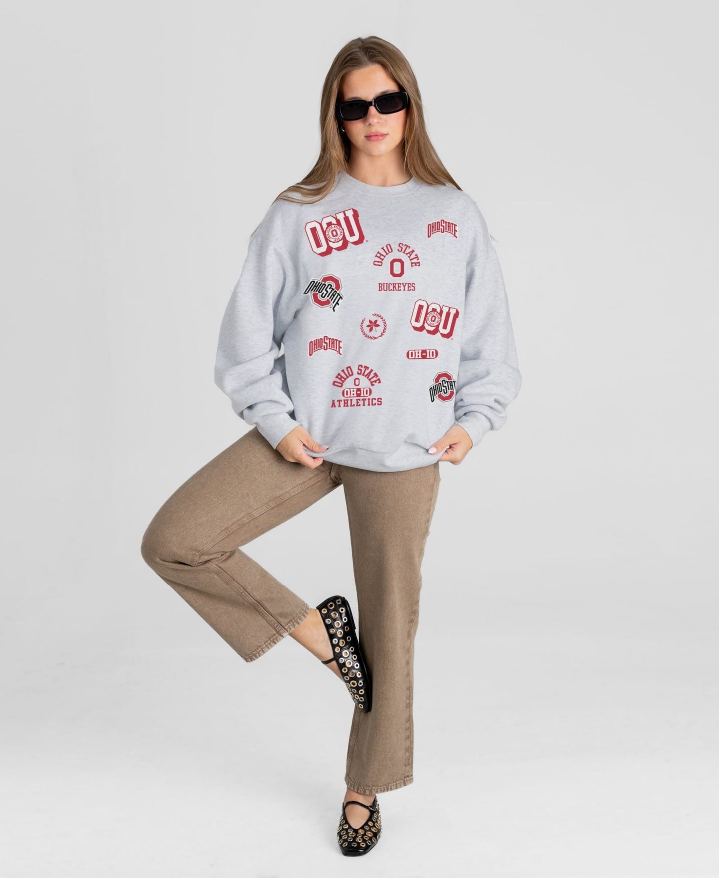 Женская толстовка Gameday Couture Ash Ohio State Buckeyes All In Repeat Oversized Premium Drop Shoulder — фото 3
