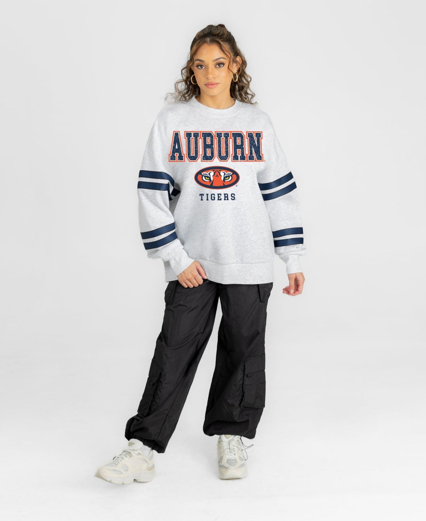 Женская толстовка Gameday Couture Ash Auburn Tigers Stadium Stripes Oversized Fleece — фото 3