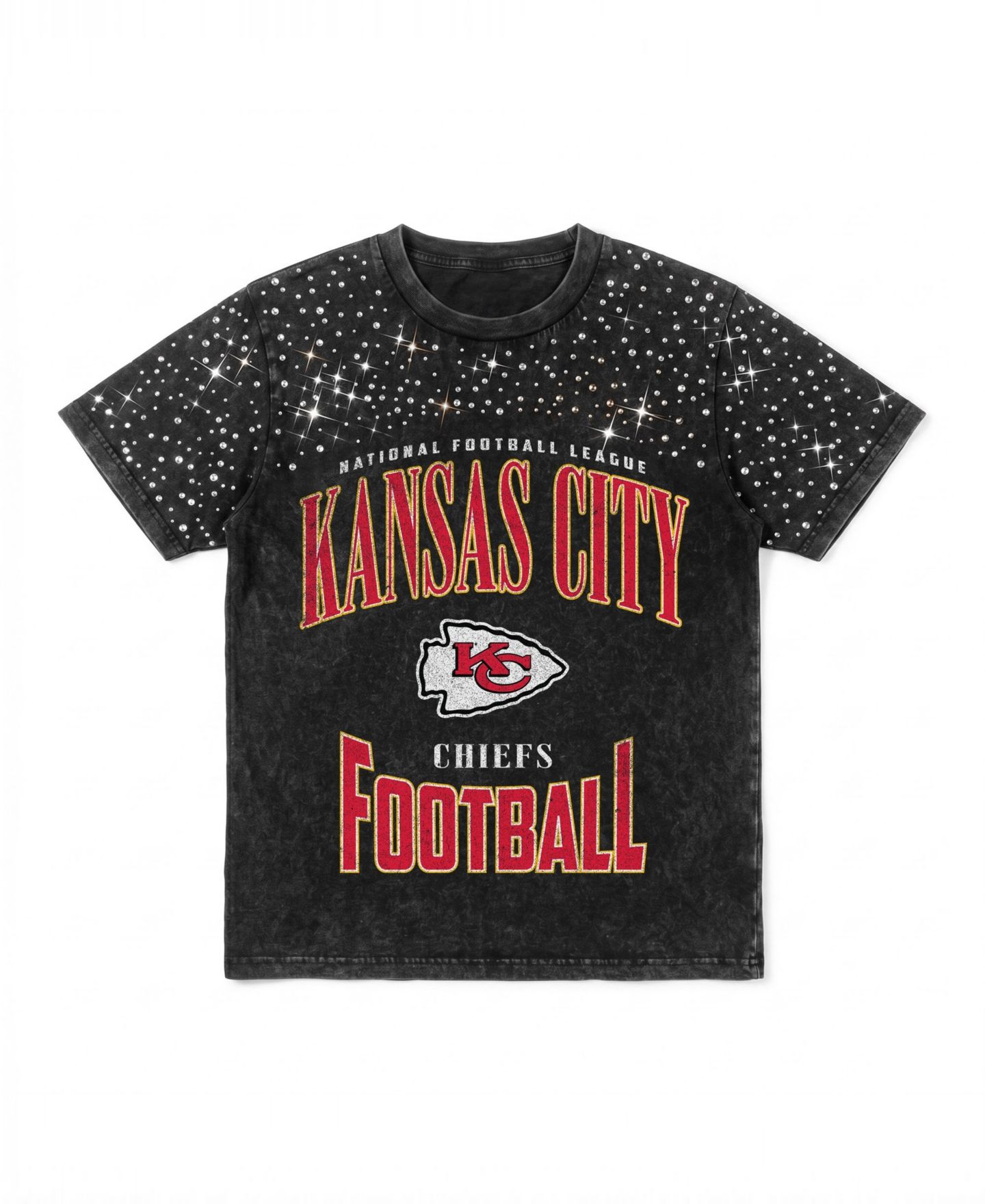 Женская футболка Gameday Couture Black Kansas City Chiefs In the Zone Washed Micro Rhinestone — фото 6