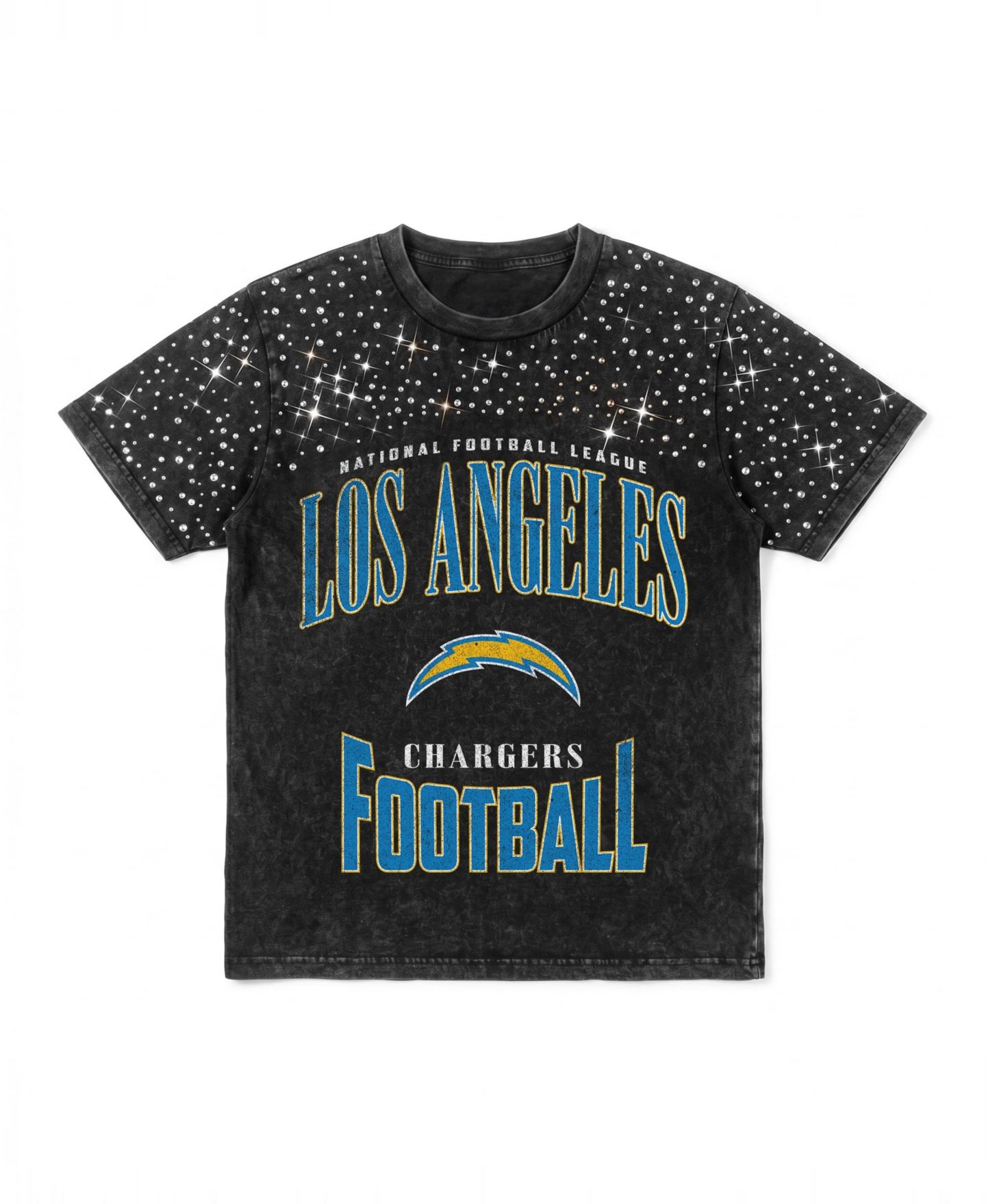 Женская футболка Gameday Couture Black Los Angeles Chargers In the Zone Washed Micro Rhinestone — фото 5