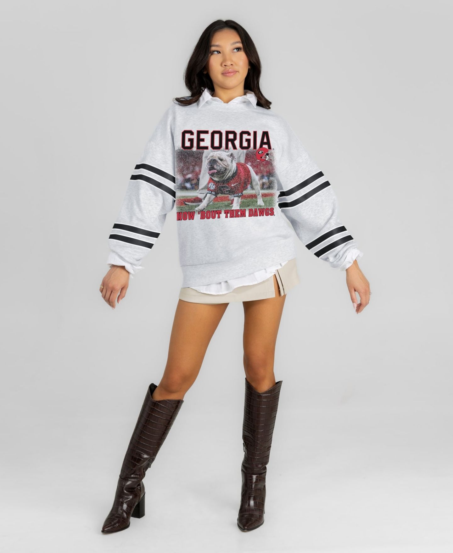 Женская толстовка Gameday Couture Ash Georgia Bulldogs Off the Grid Oversized Fleece — фото 3