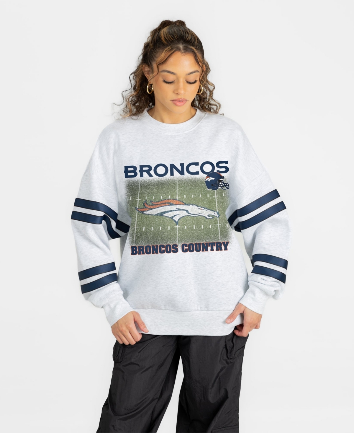 Gameday Couture Women's Ash Denver Broncos Off the Grid Oversized Fleece Sweatshirt - Ash, Navy