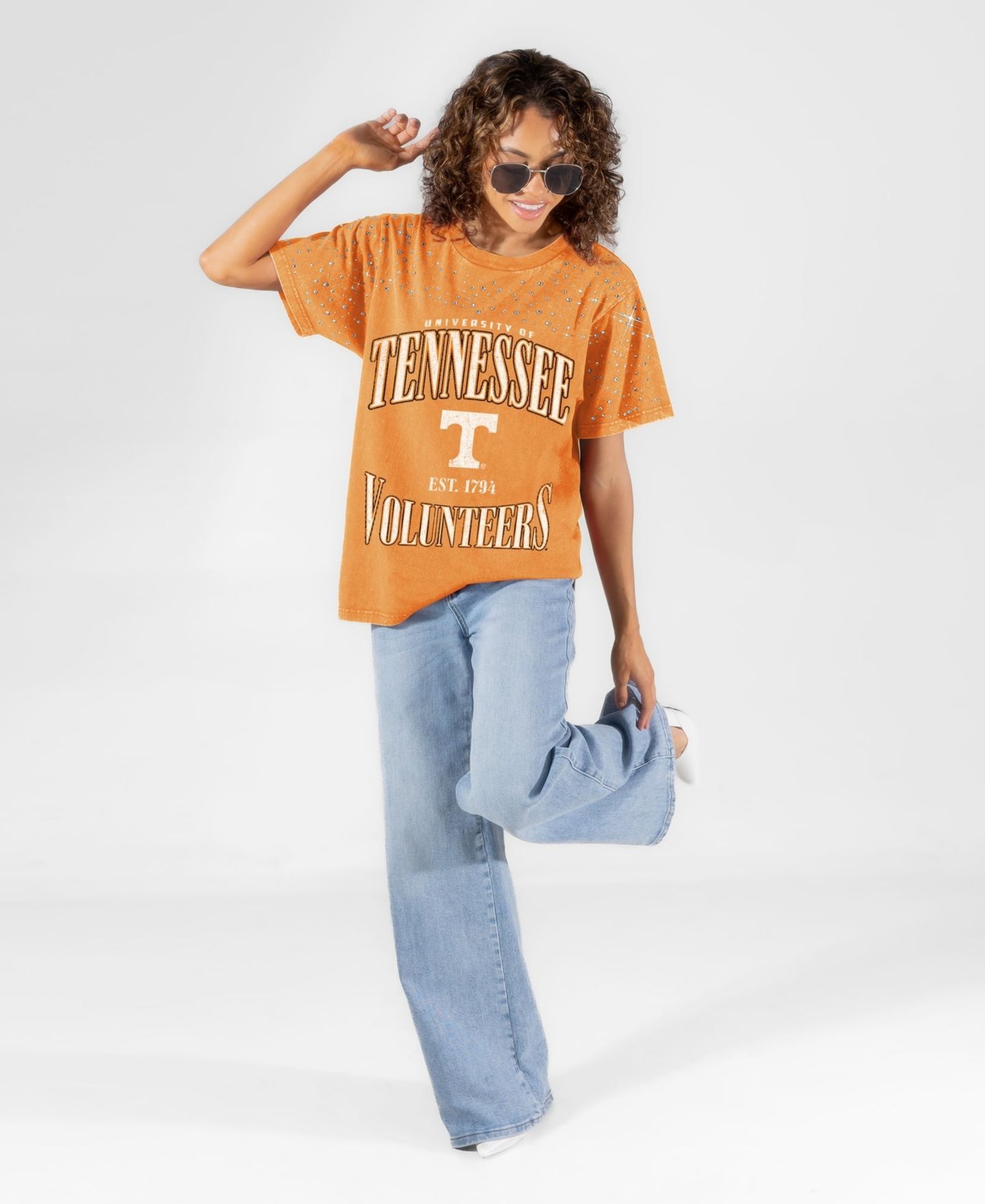 Женская футболка Gameday Couture Tennessee Orange Tennessee Volunteers Sparkle Score Washed Micro Rhinestone — фото 3