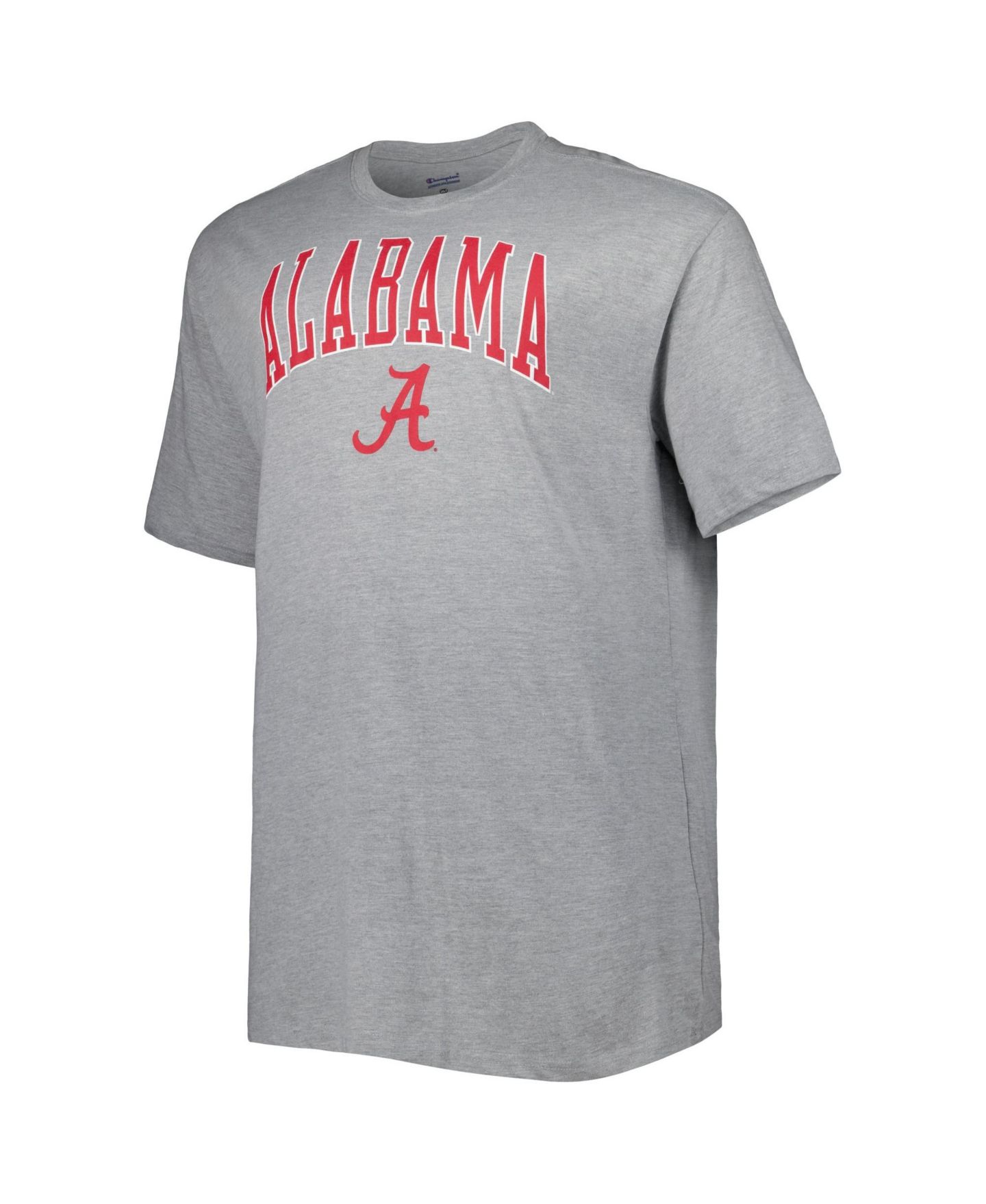 Мужская футболка Champion Heather Gray Alabama Crimson Tide Big & Tall Team Arch Over Wordmark — фото 2