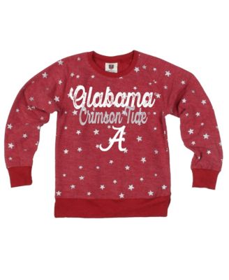 Big Girls' Crimson Alabama Crimson Tide Shimmer Star Reverse Fleece Sweatshirt