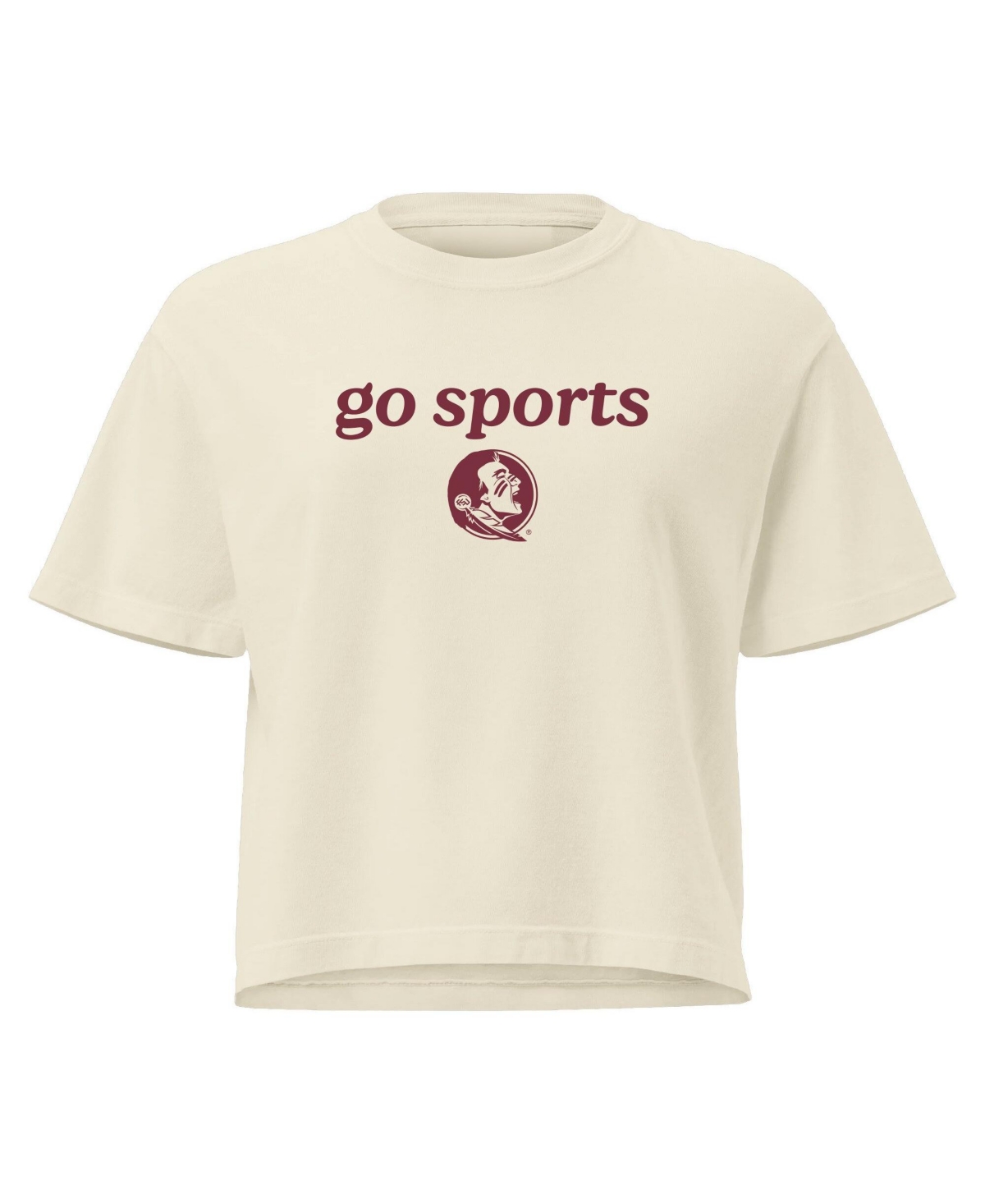 Image One Women's Comfort Colors Cream Florida State Seminoles Go Sports Cropped T-Shirt - Cream