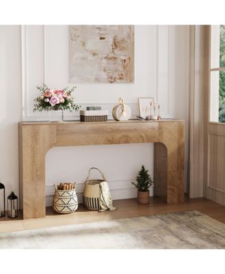 Farmhouse Console Table, 63" Narrow Wooden Entryway Sofa Table, Wood Accent Table for Hallway, Foyer, Behind Couch Living Room
