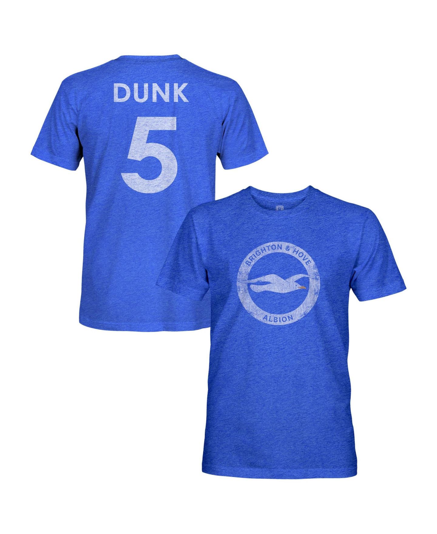 Мужская футболка 1863FC Lewis Dunk Blue Brighton and Hove Albion Player Name & Number Vintage Tri-Blend — фото 1