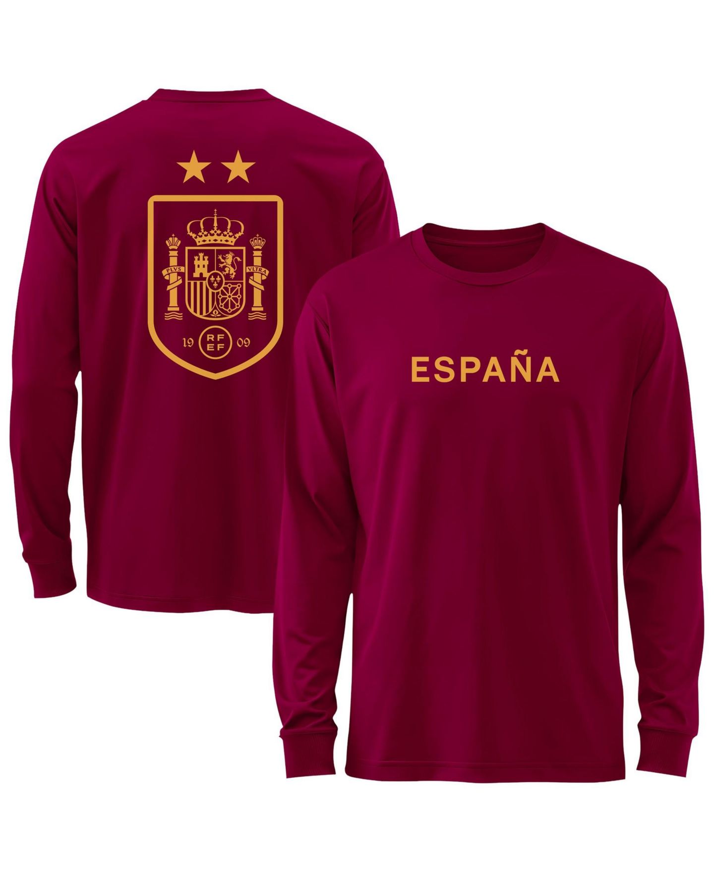 Мужская футболка 1863FC Maroon Spain National Team Mono Badge Wordmark Long-Sleeve — фото 1