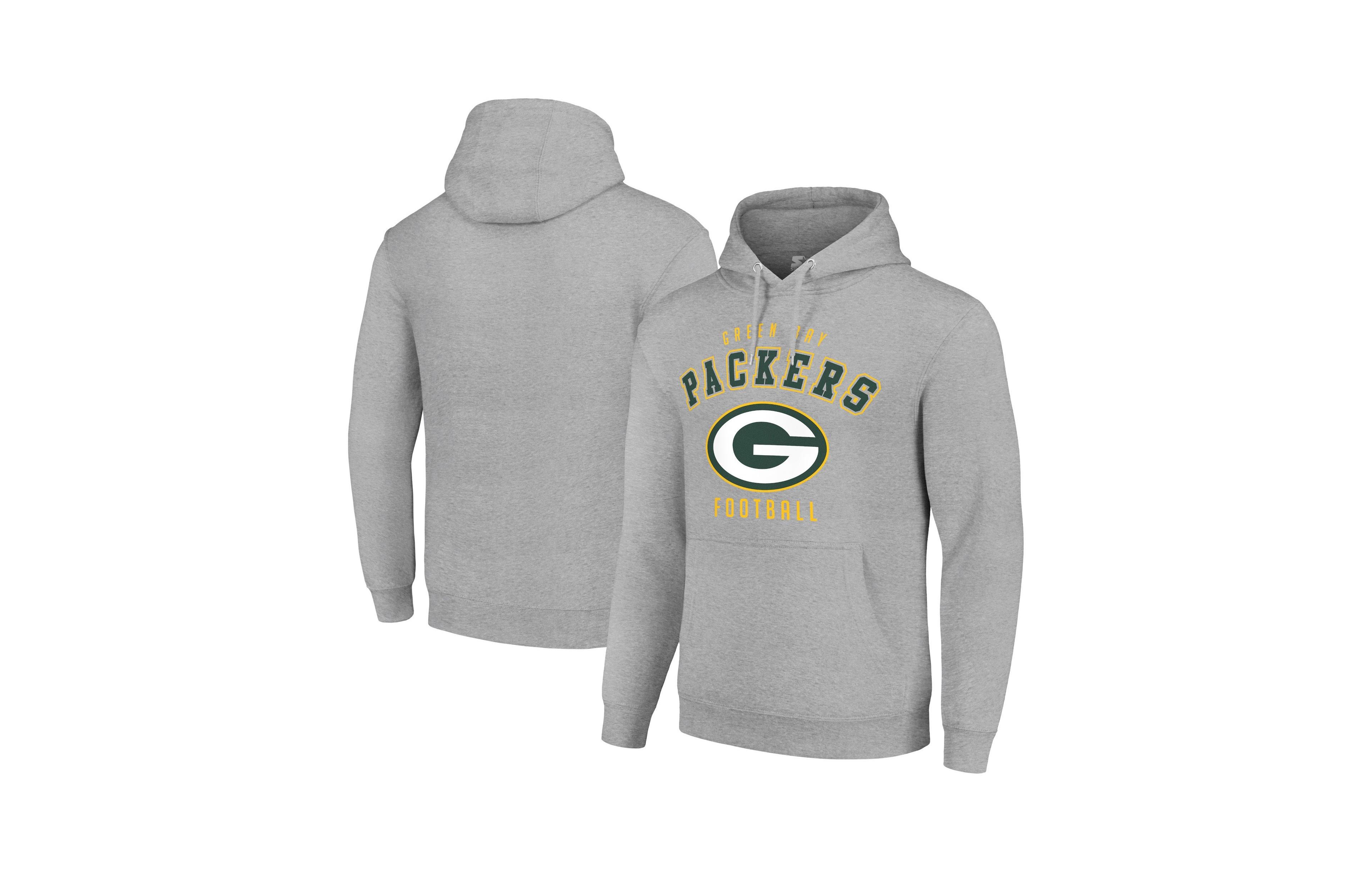 Starter Men's and Women's Heather Gray Green Bay Packers Logo Pullover Hoodie