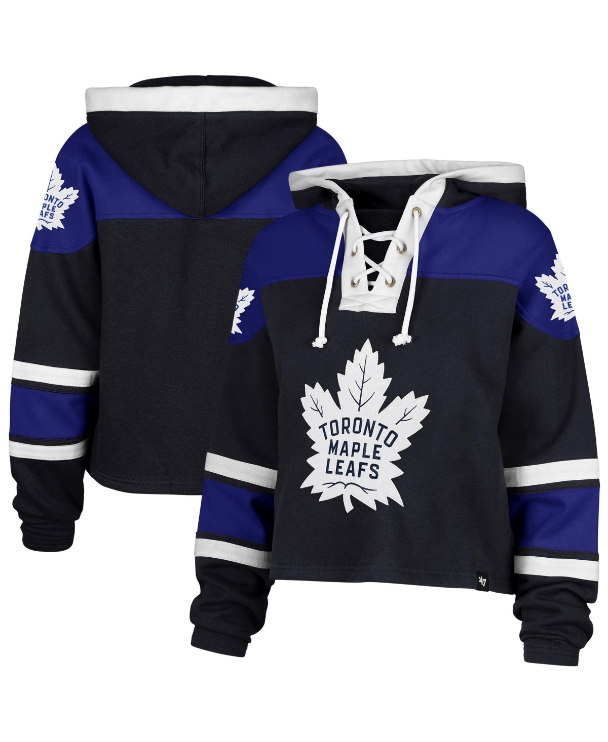 '47 Brand Women's Navy Toronto Maple Leafs Cropped Lacer Hoodie - Navy