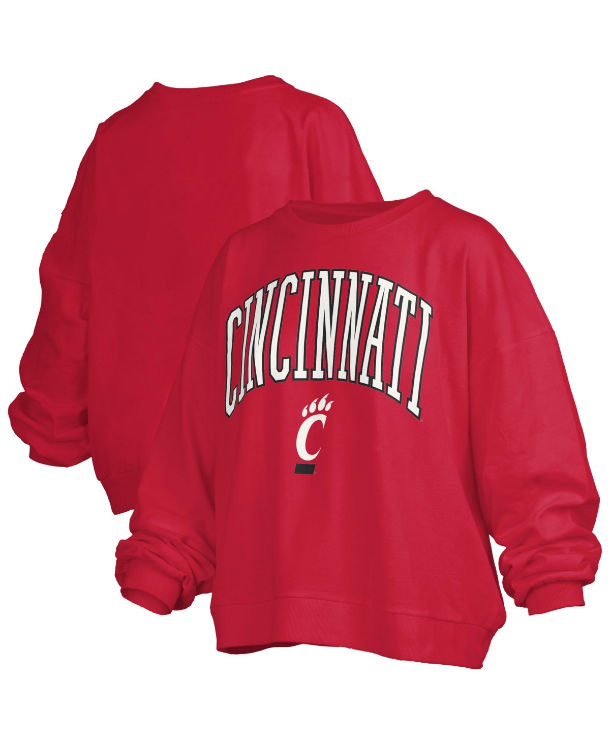 Pressbox Women's Red Cincinnati Bearcats Oversized Janise Arch Over Logo Fleece Sweatshirt - Red