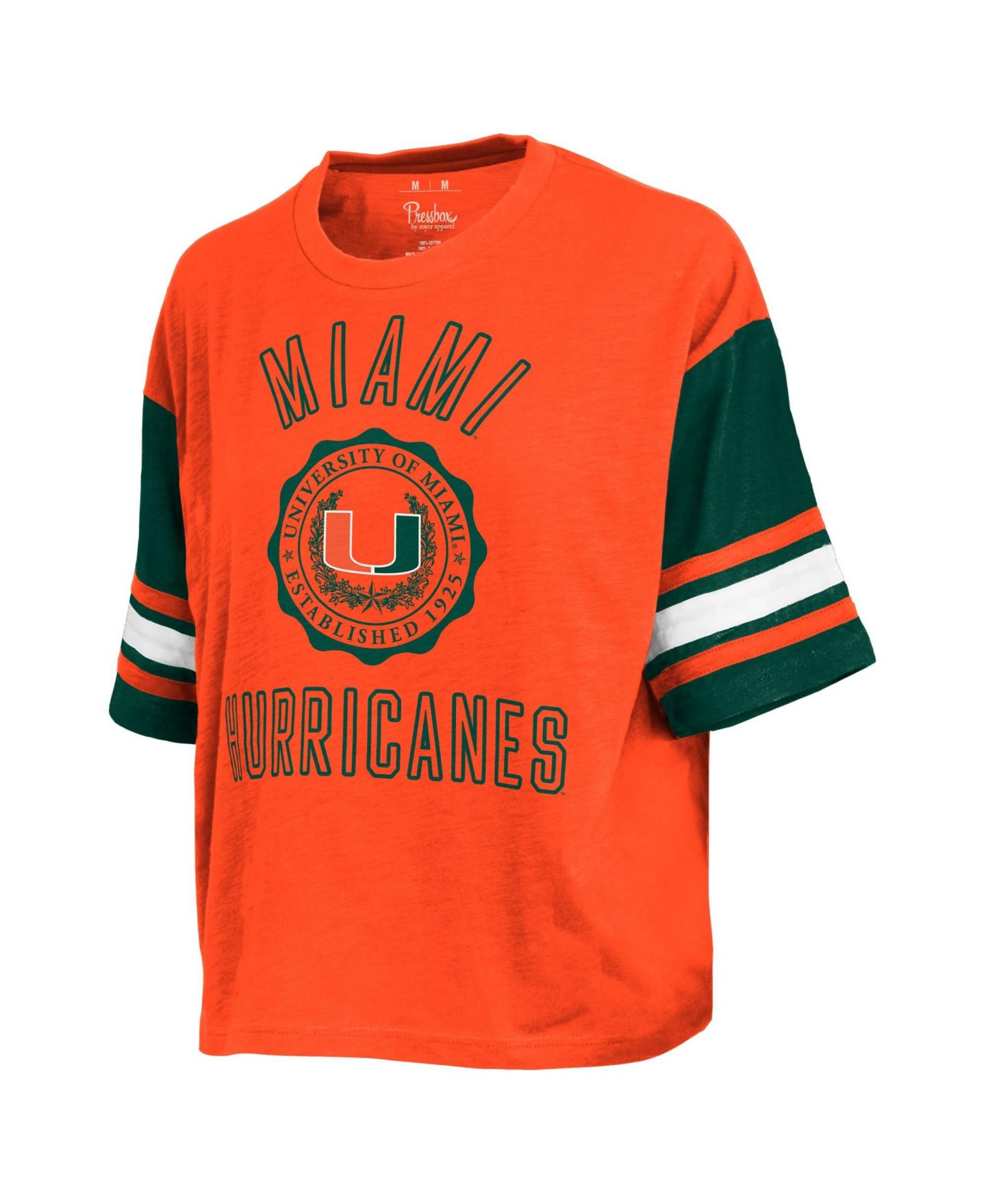 Женская футболка Pressbox Orange Miami Hurricanes Sunday Color block Seal Slub — фото 2