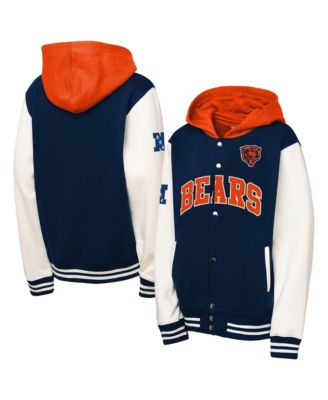 Big Boys' and Girls' Navy Chicago Bears Court Side Fleece Full Snap Jacket