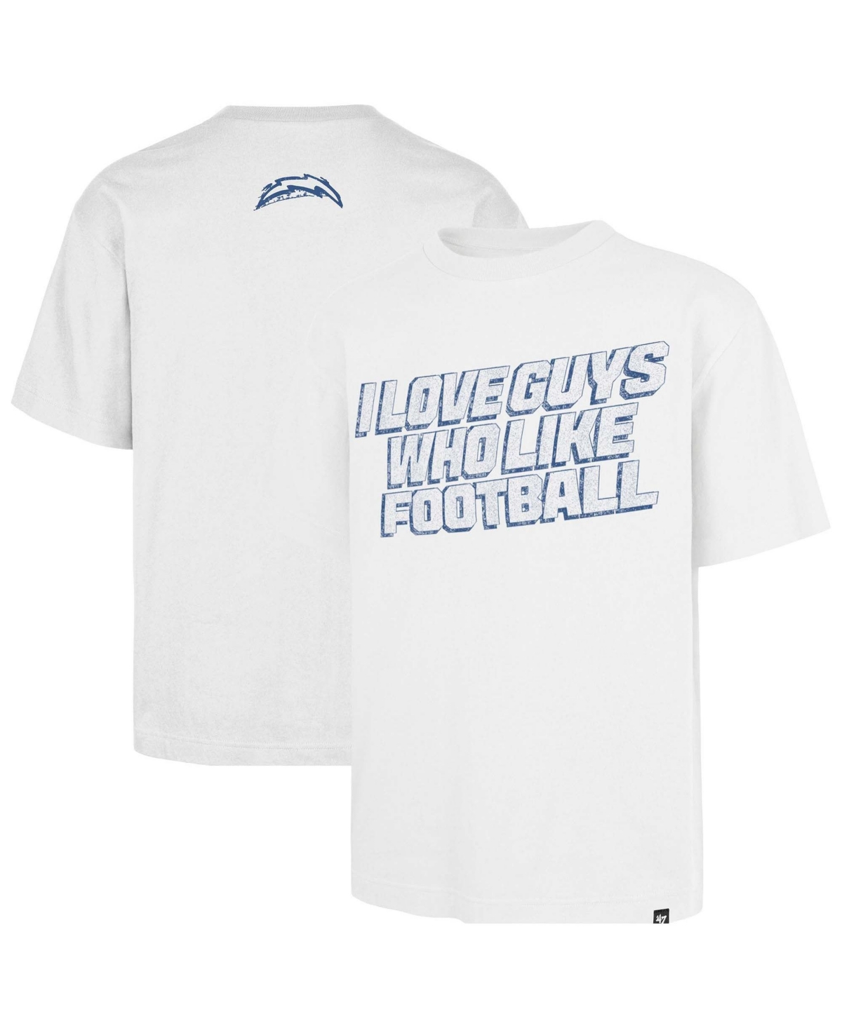 '47 Brand Men's and Women's White Los Angeles Chargers I Love Guys Who Like Football Foundation T-Shirt - White