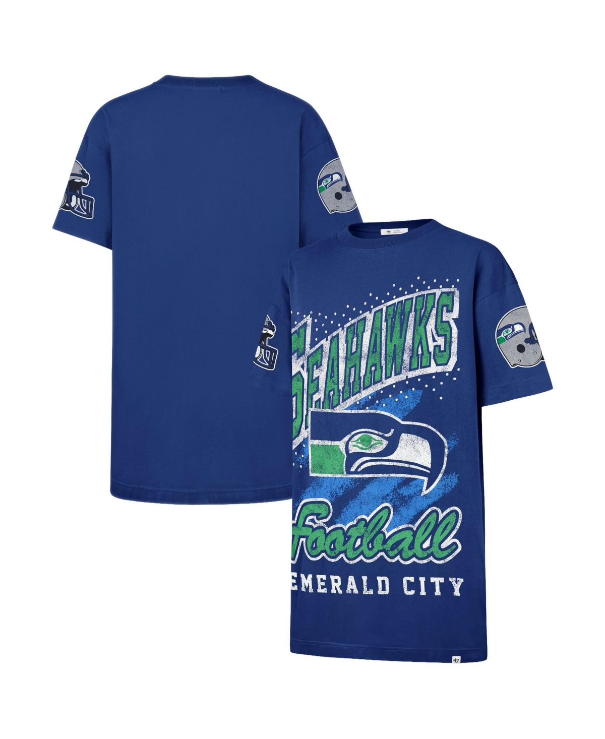 '47 Brand Women's Royal Seattle Seahawks Oversized Gemstone Swash T-Shirt Dress - Royal