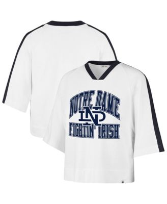 Women's White Notre Dame Fighting Irish Big Overarch Drop Needle Raglan V-Neck T-Shirt