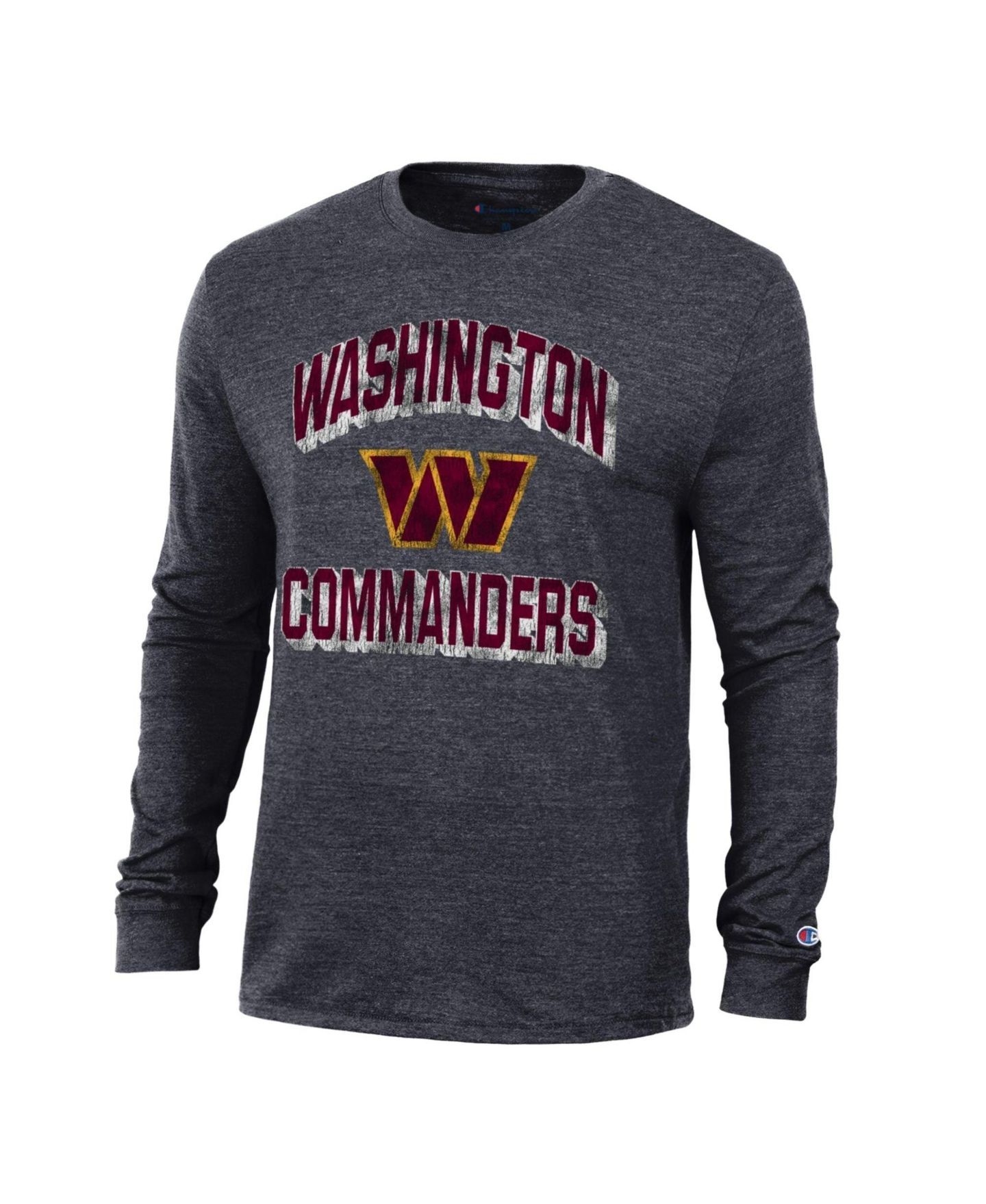 Мужская футболка Champion Black Washington Commanders Ultimate Tri-Blend Long-Sleeve — фото 2
