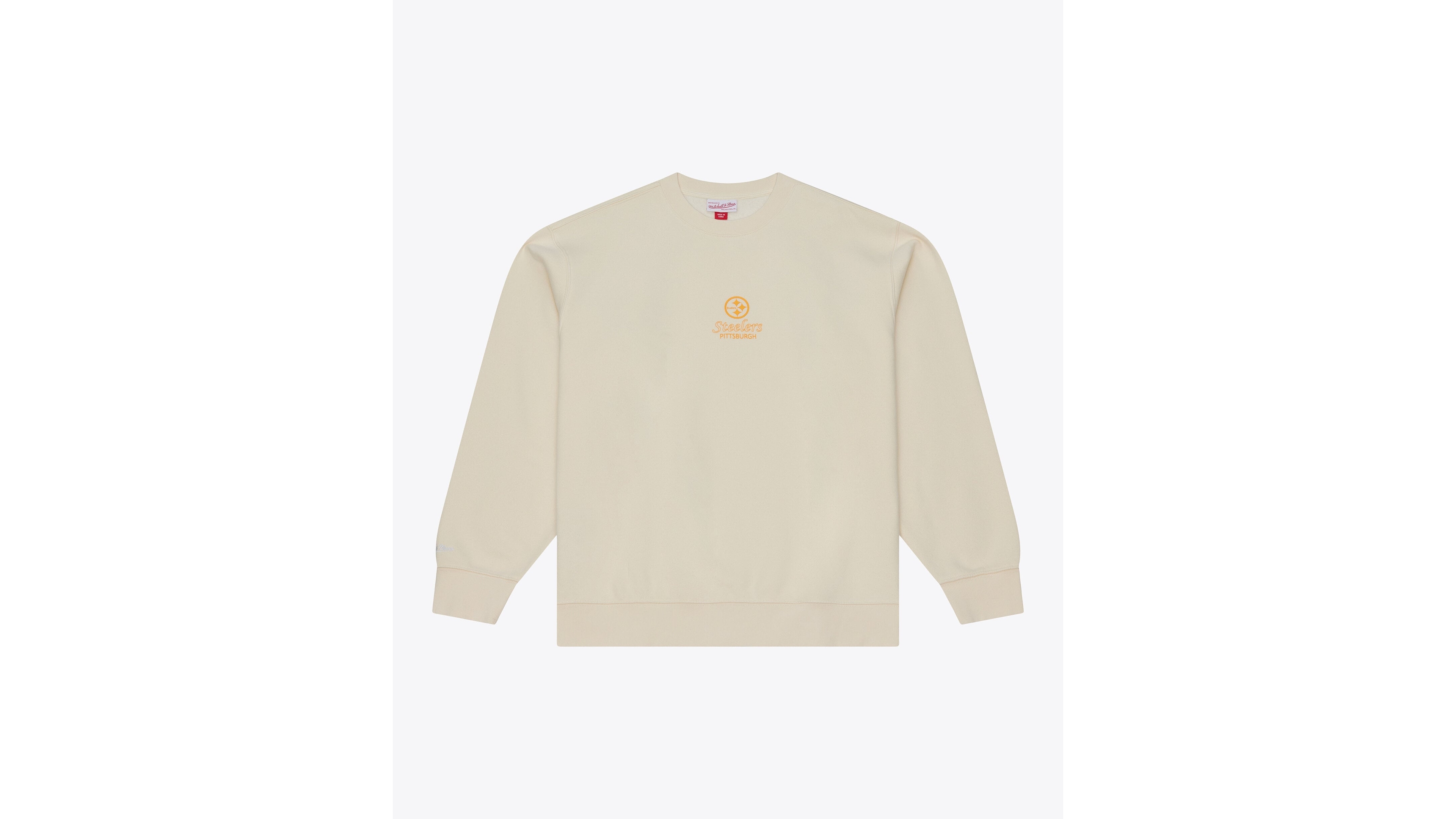 Mitchell & Ness Men's Cream Pittsburgh Steelers Core Essentials Micro Logo Fleece Sweatshirt