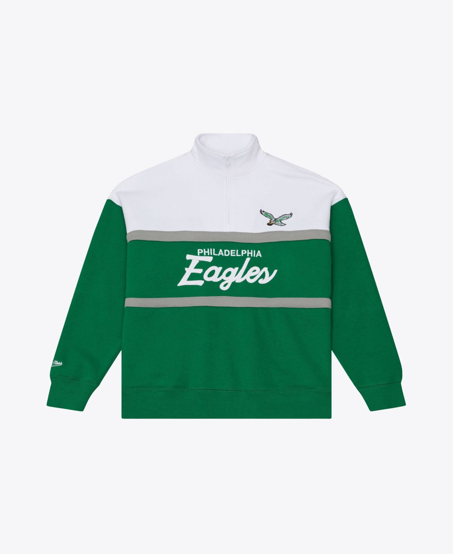 Женский свитер Mitchell & Ness Kelly Green Philadelphia Eagles Head Coach Quarter-Zip Pullover — фото 1
