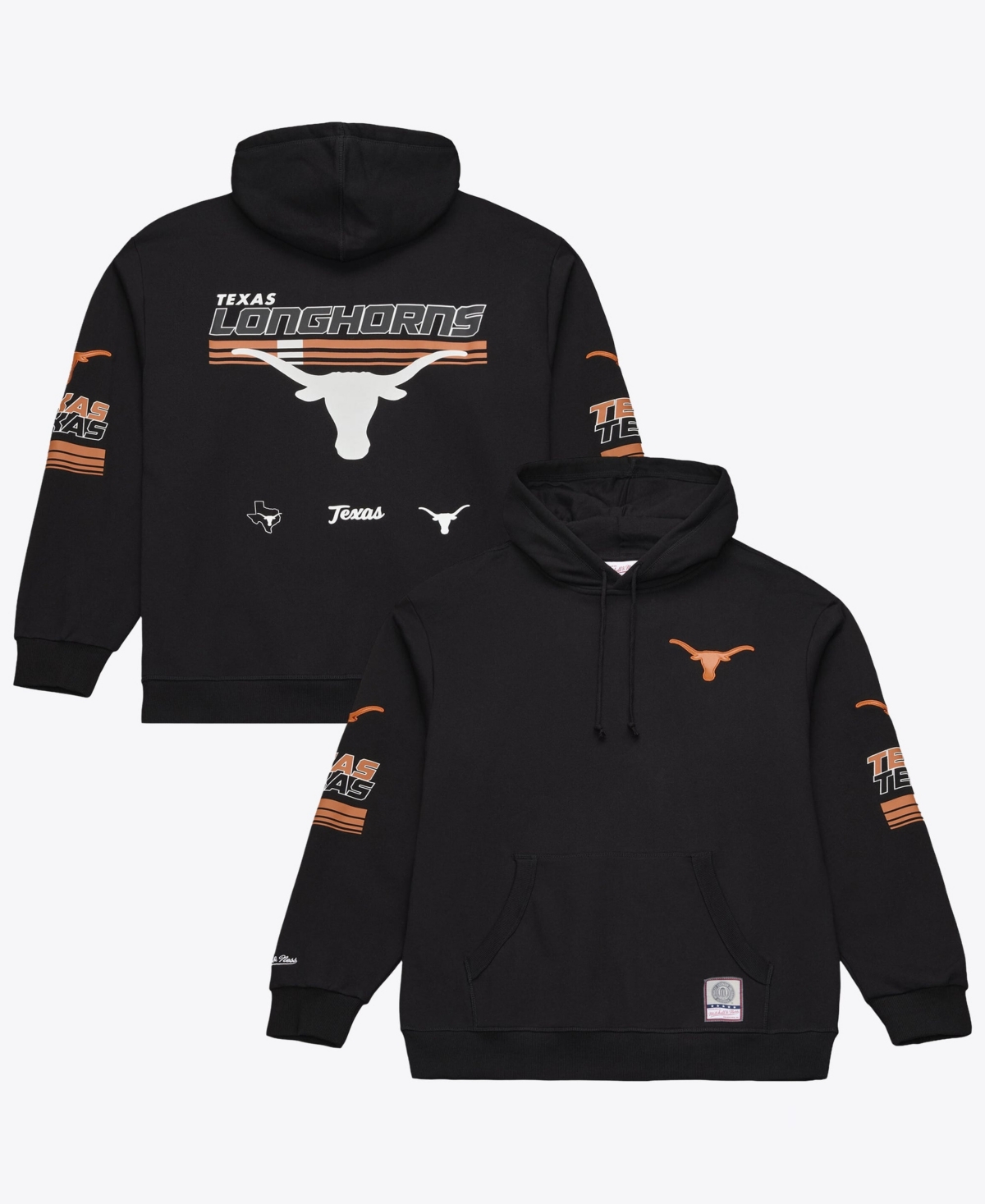Mitchell & Ness Men's Black Texas Longhorns Triple Check Fleece Pullover Hoodie - Black