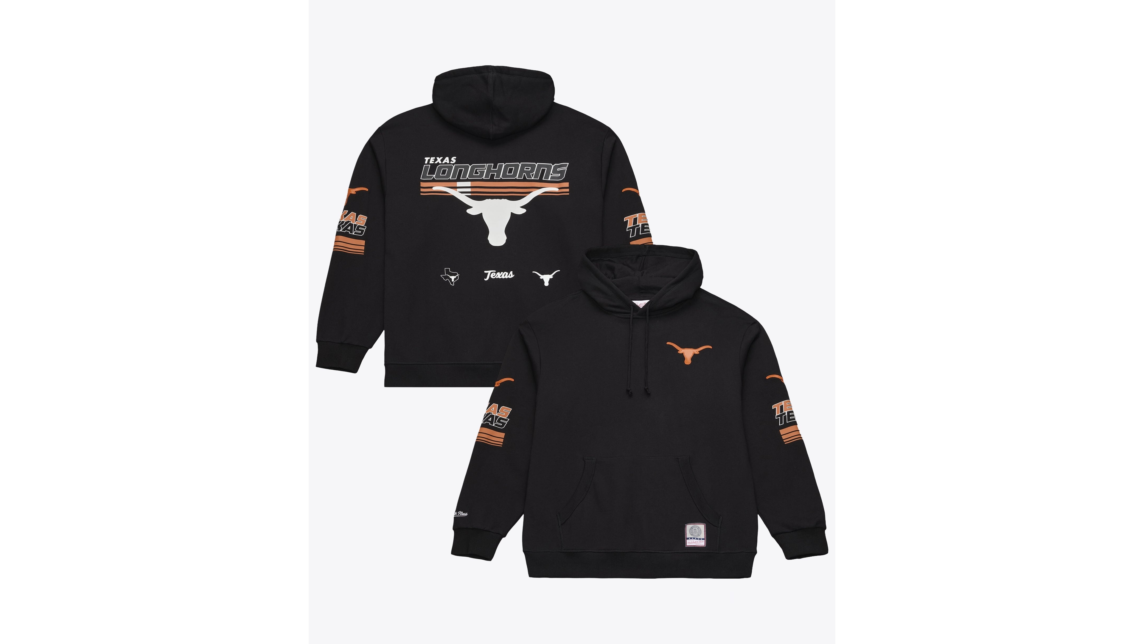 Mitchell & Ness Men's Black Texas Longhorns Triple Check Fleece Pullover Hoodie
