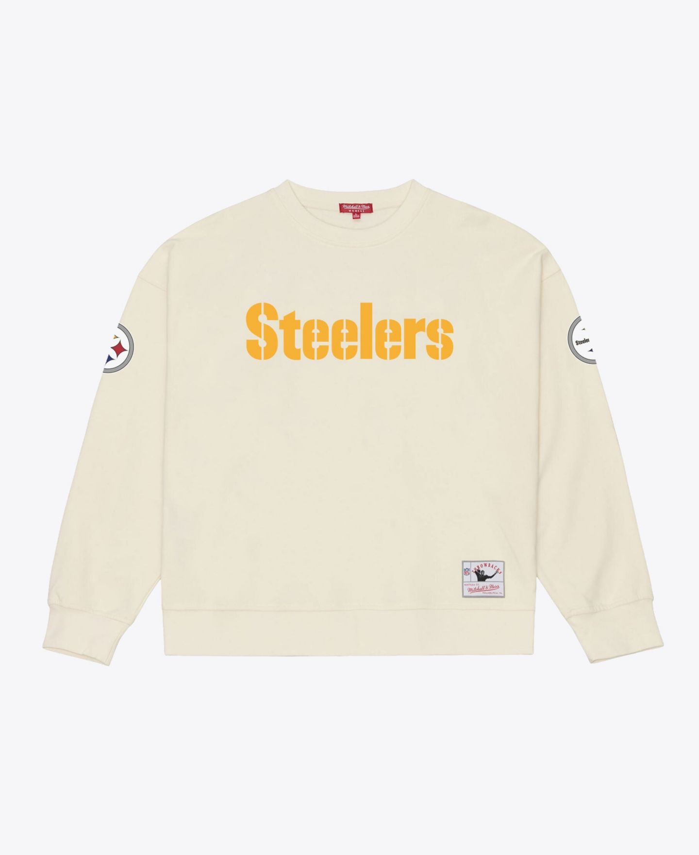 Женская толстовка Mitchell & Ness Troy Polamalu Cream Pittsburgh Steelers Name & Number — фото 2