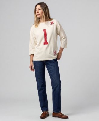 Women's Cream Ohio State Buckeyes Retro Roots Oversized 3/4-Sleeve T-Shirt