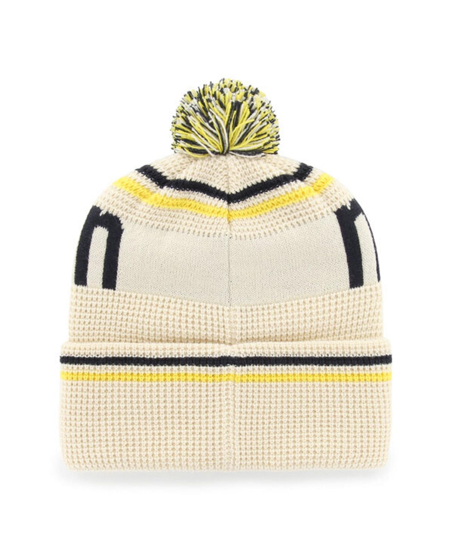 Головной убор '47 Brand Cream Michigan Wolverines Quattrle Waffle Cuffed Knit Pom Hat — фото 2