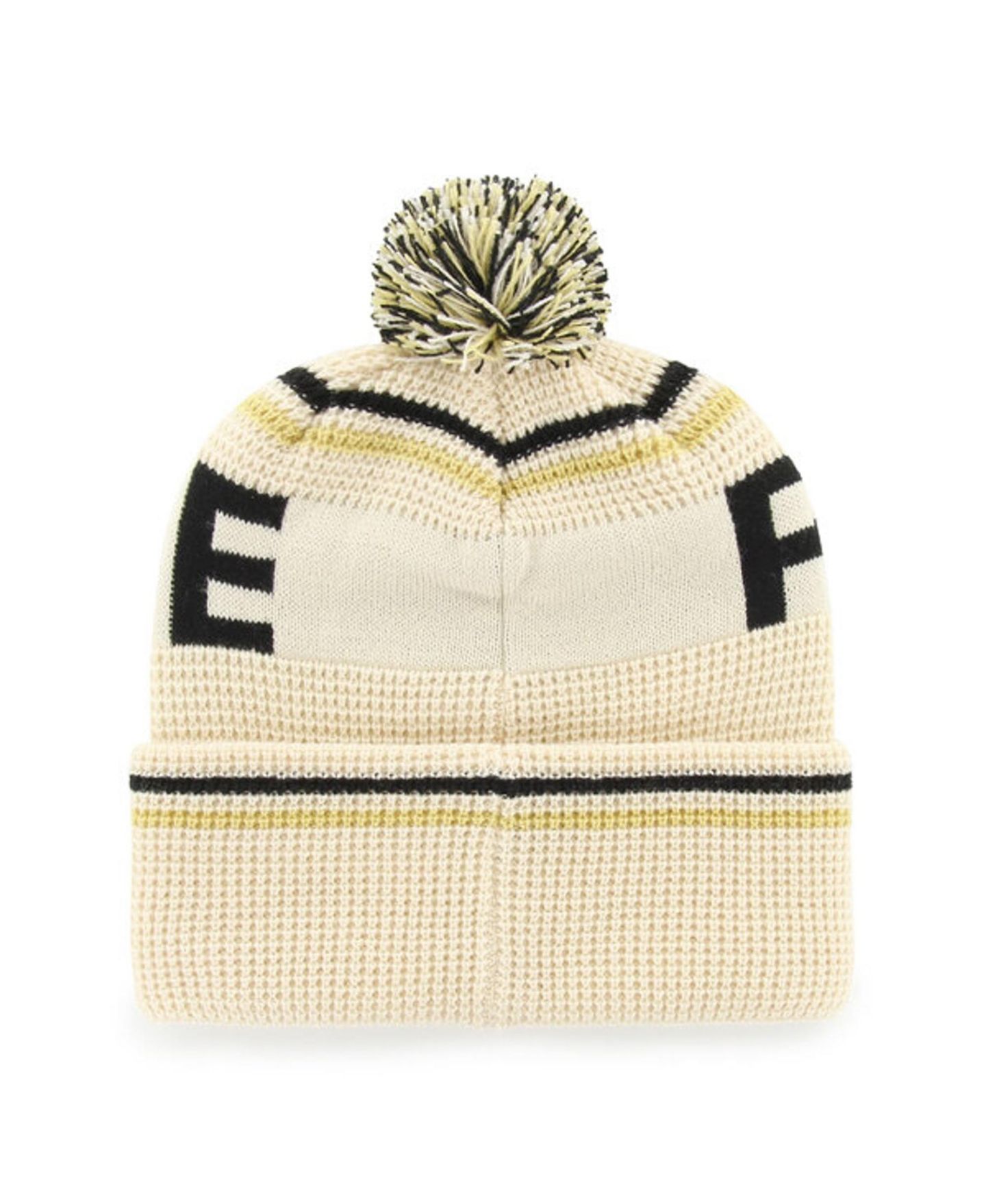 Головной убор '47 Brand Cream Purdue Boilermakers Quattrle Waffle Cuffed Knit Pom Hat — фото 2
