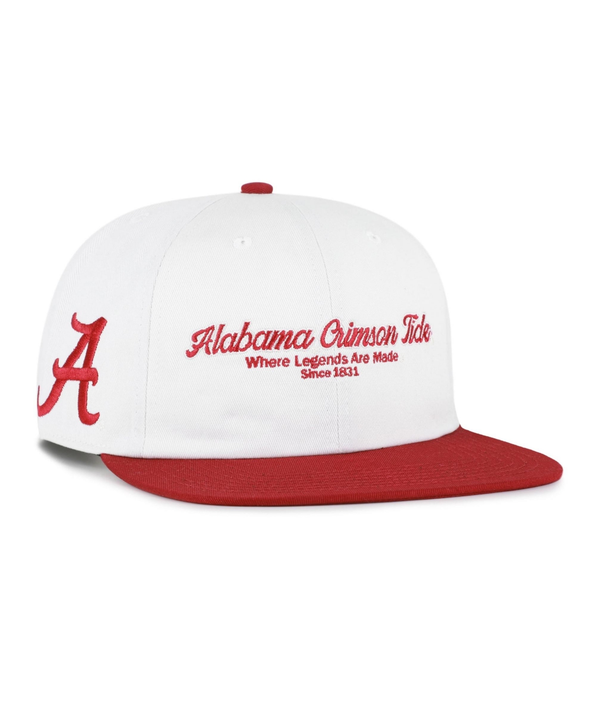 '47 Brand Men's White/Crimson Alabama Crimson Tide Script Stack Relaxed Captain Adjustable Hat - White, Crimson