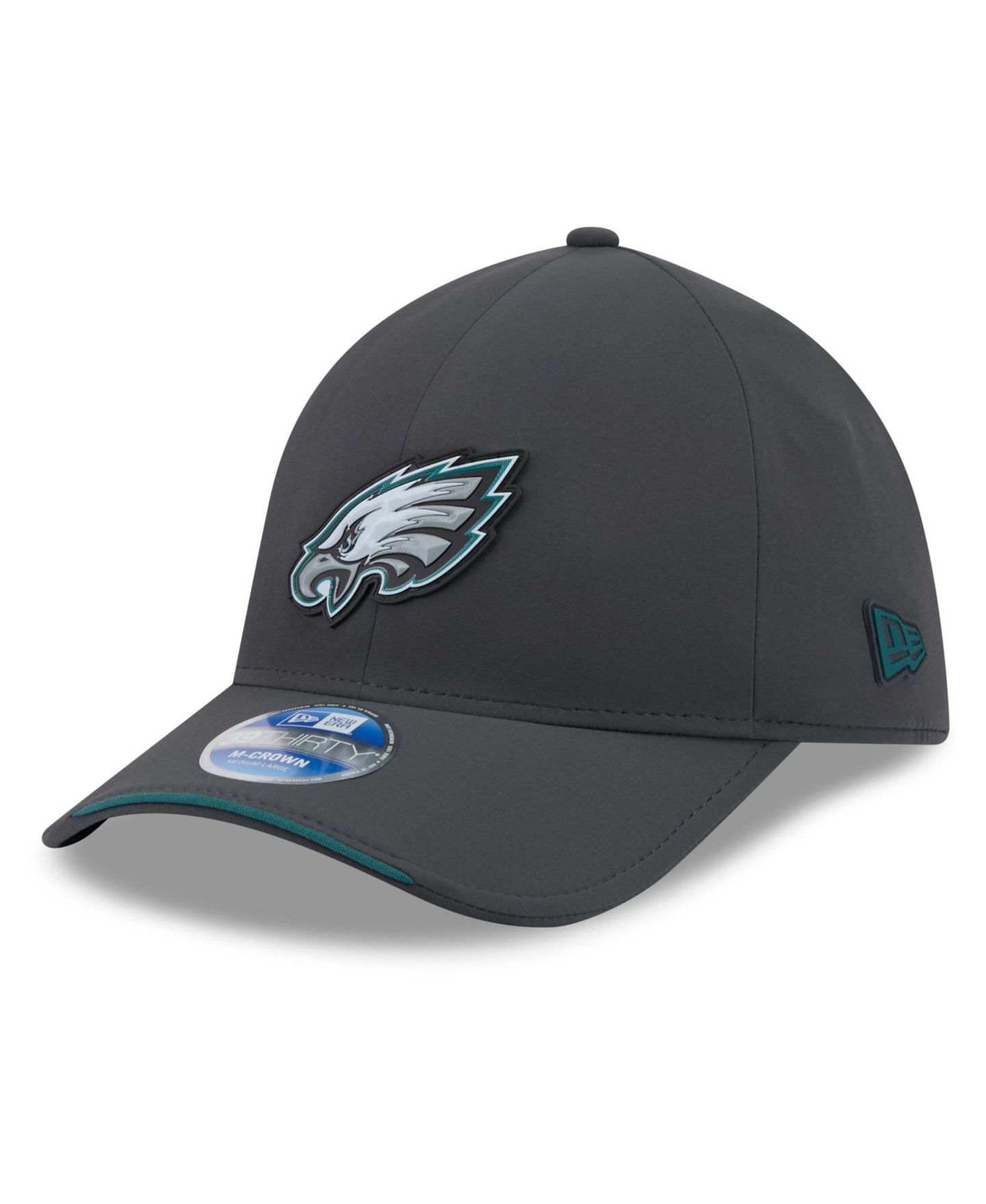 Мужской головной убор New Era Charcoal Philadelphia Eagles 2026 Sideline Cold Weather 39THIRTY M-Crown Stretch Hat — фото 1